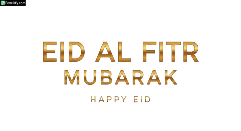 Golden Eid al Fitr Mubarak greeting isolated on transparent background (1)