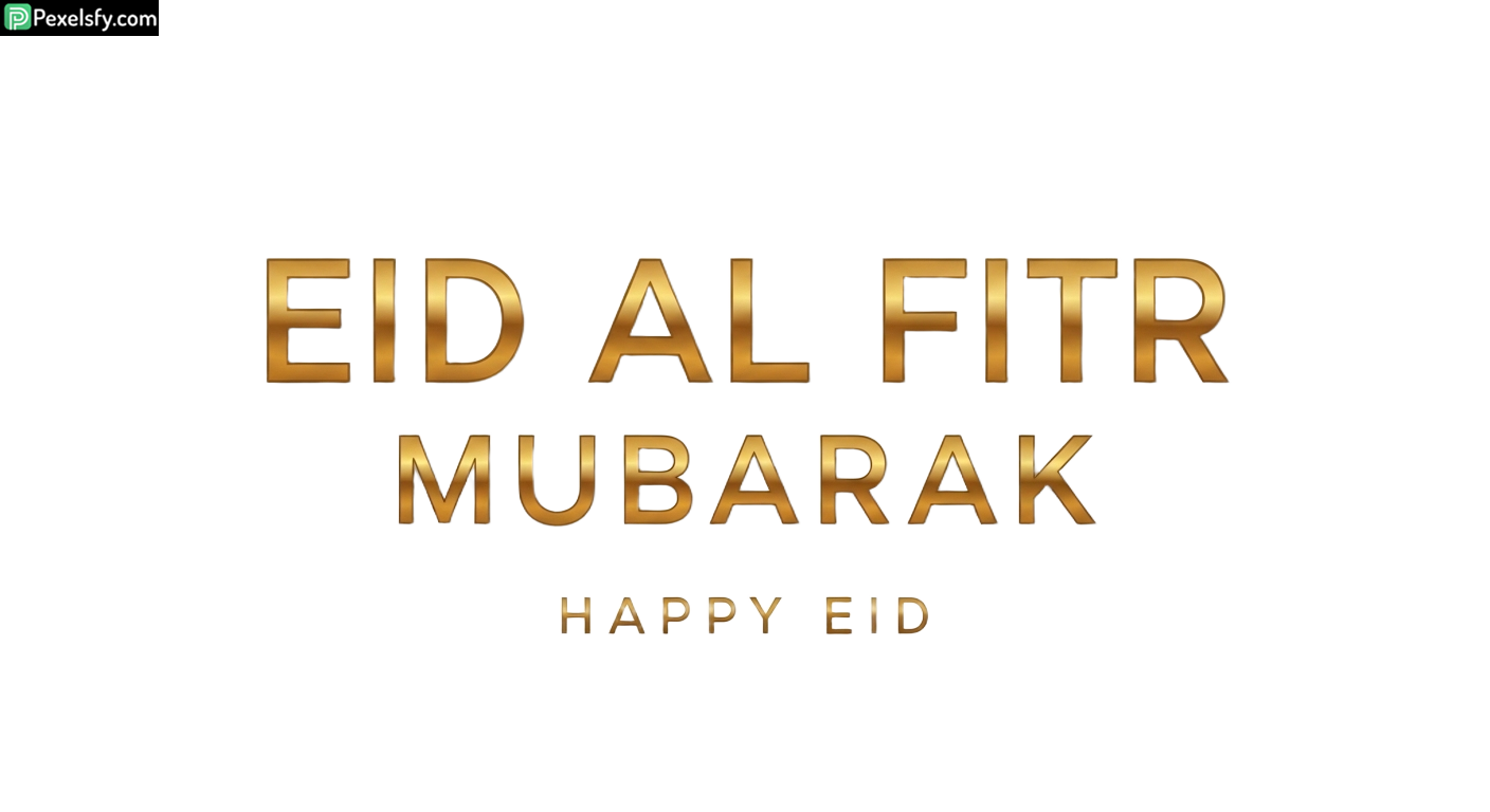 Golden Eid al Fitr Mubarak greeting isolated on transparent background (1)
