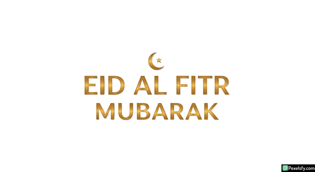 Golden Eid al Fitr Mubarak greeting isolated on transparent background