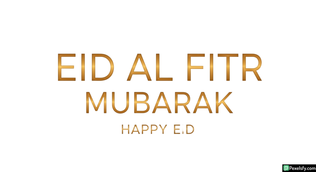 Golden Eid al Fitr Mubarak greeting isolated on transparent background (2)