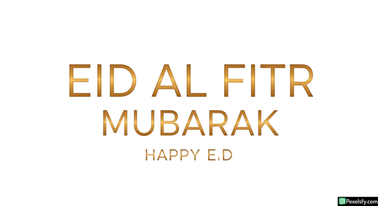 Golden Eid al Fitr Mubarak greeting isolated on transparent background (2)
