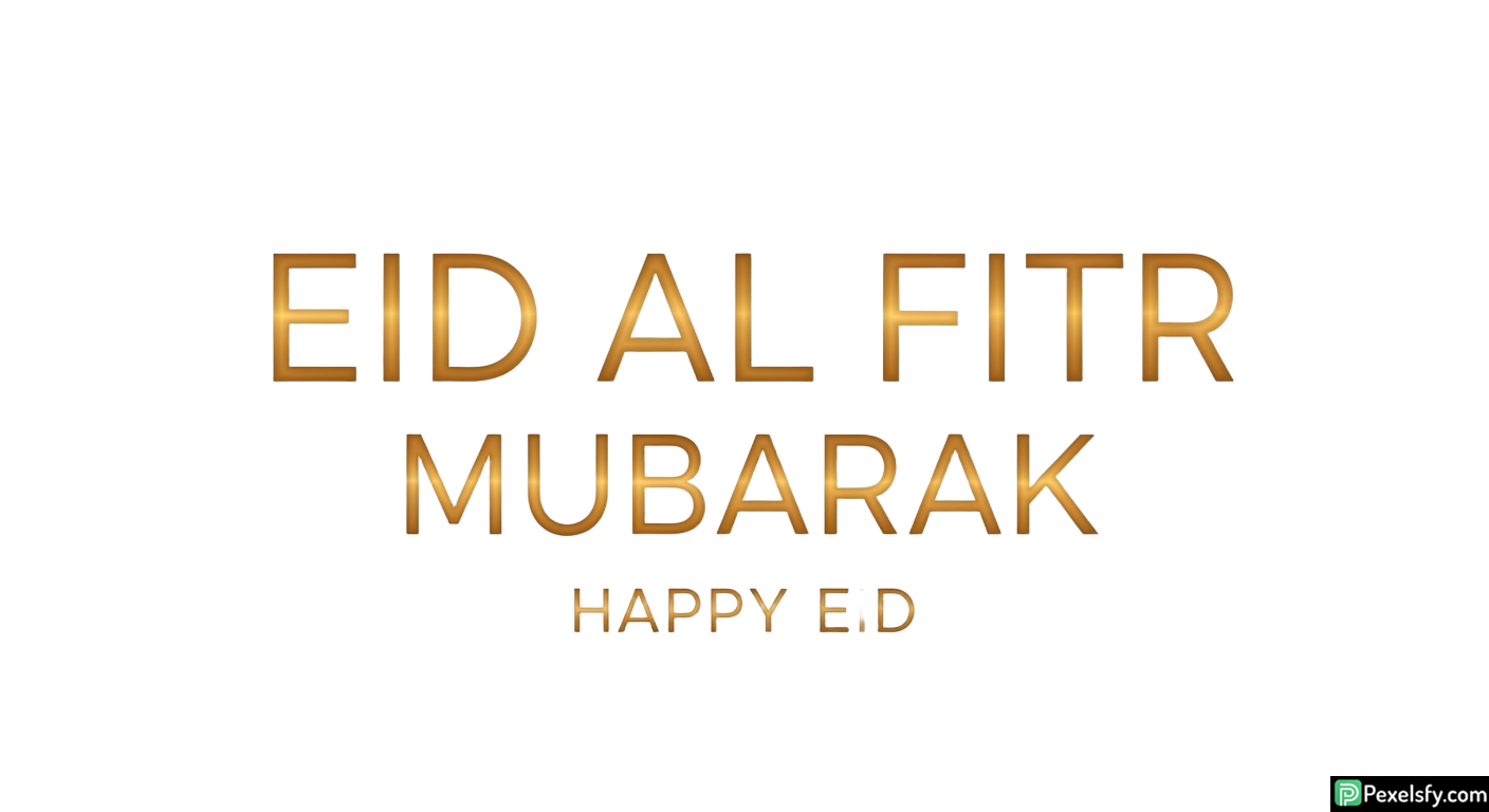 Golden Eid al Fitr Mubarak greeting isolated on transparent background (2)