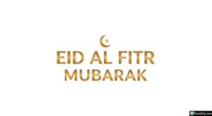 Golden Eid al Fitr Mubarak greeting isolated on transparent background
