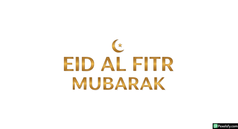 Golden Eid al Fitr Mubarak greeting isolated on transparent background
