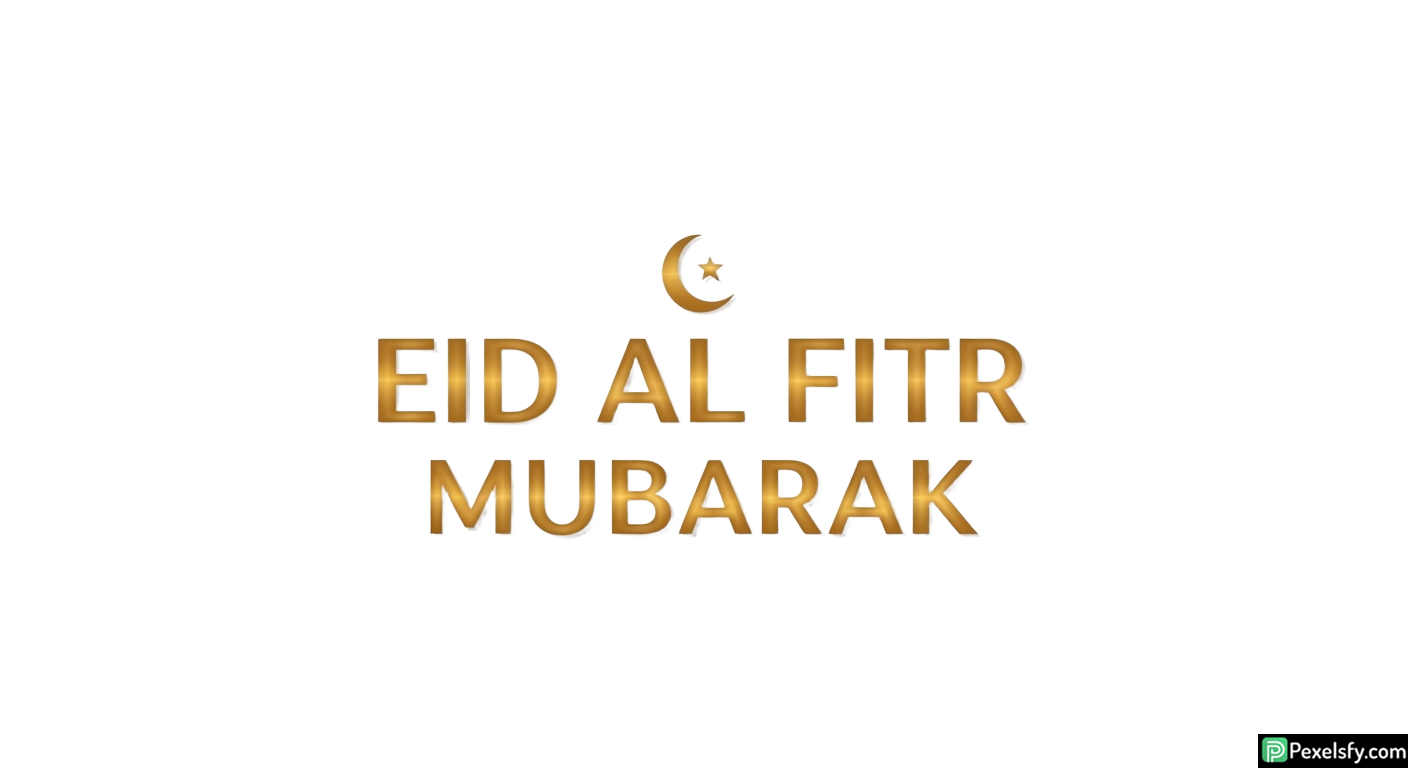 Golden Eid al Fitr Mubarak greeting isolated on transparent background
