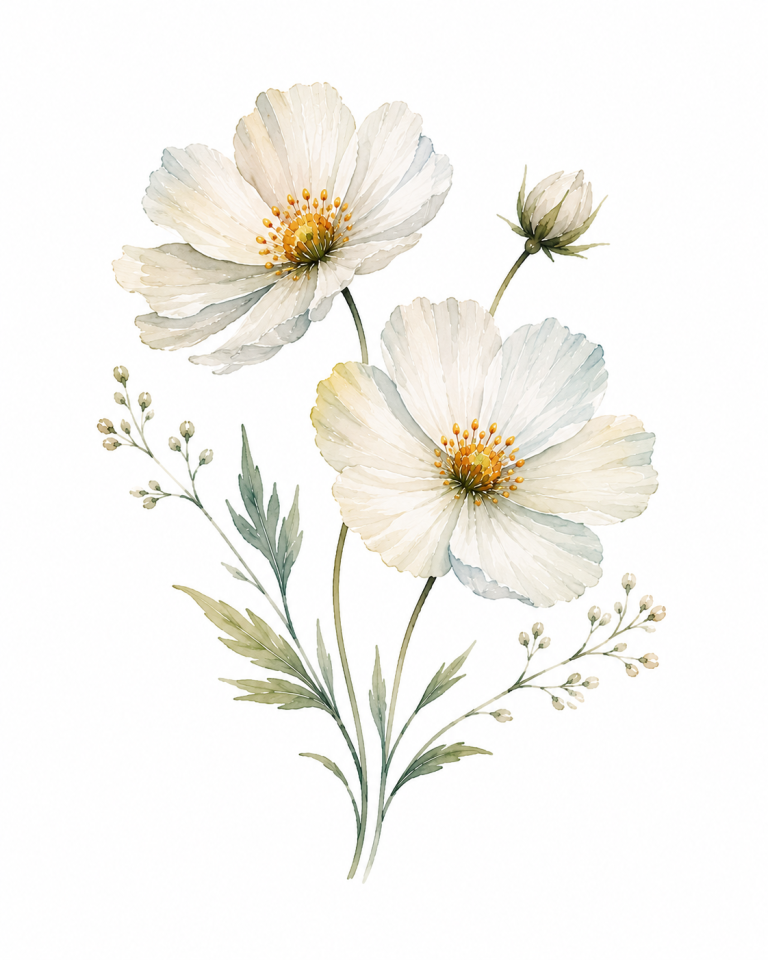 White flower png on white background