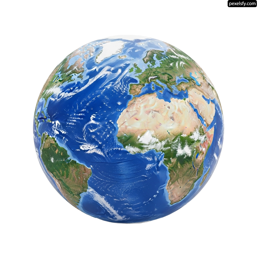 3D rendering of the earth on a white background png transparent background