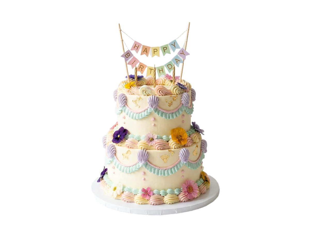 Birthday cake on white background 202607101502