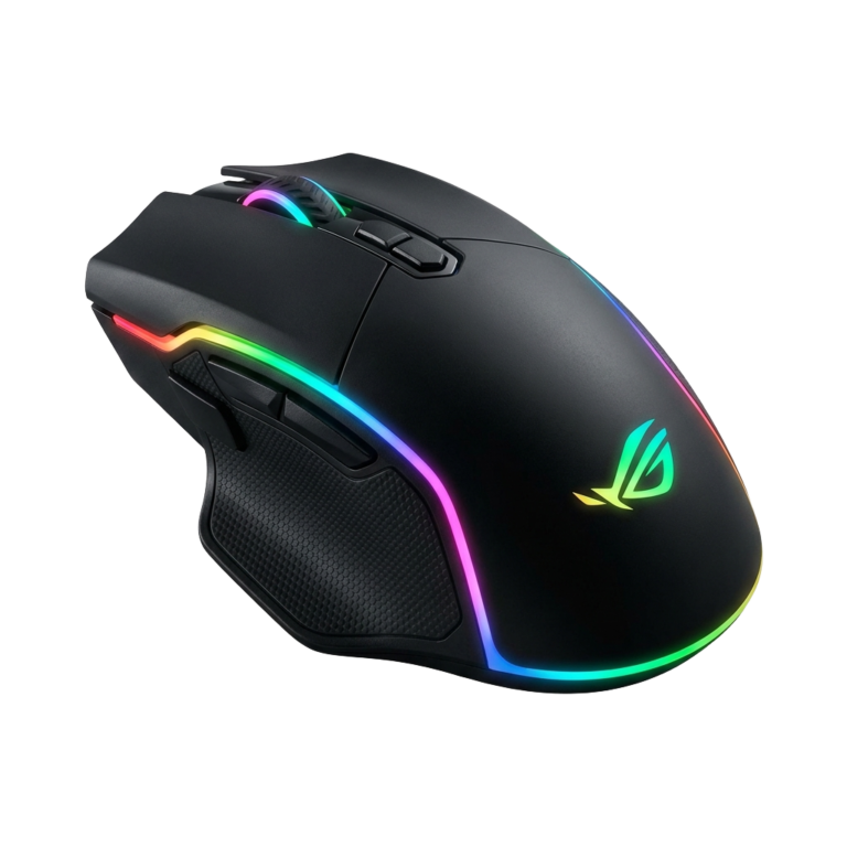 A close up of a gaming mouse PNG transparent background.