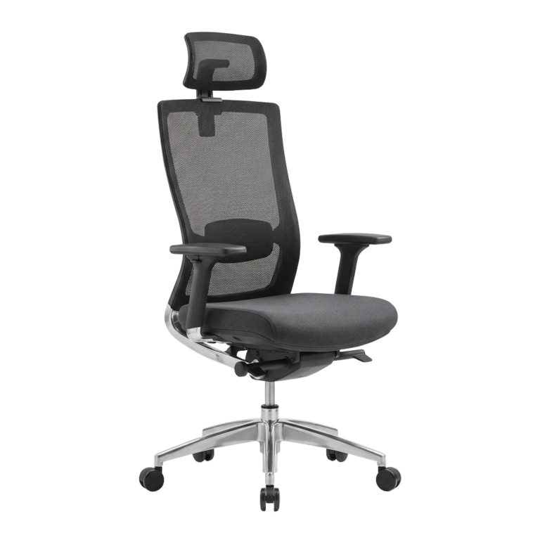 A gray office chair PNG transparent background.