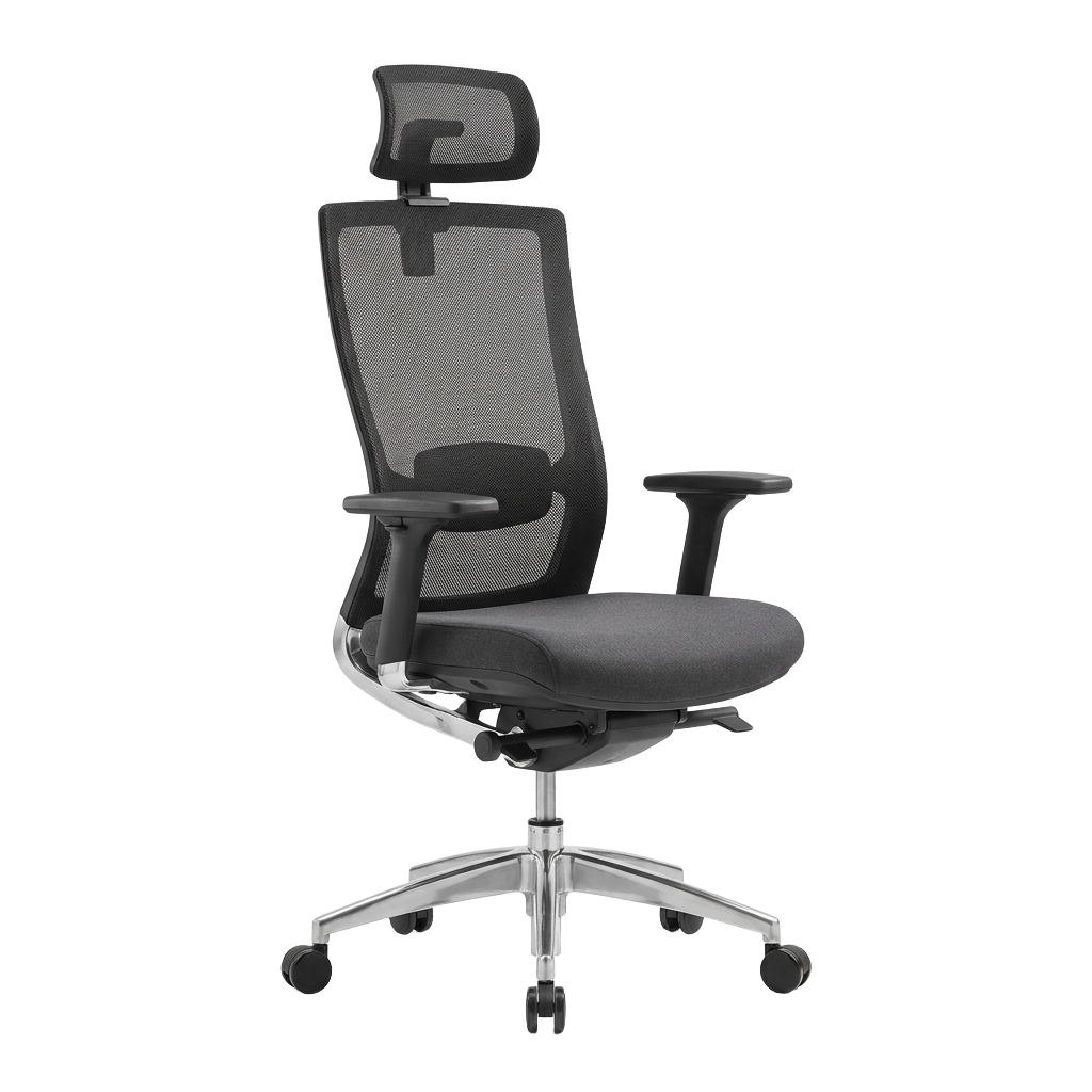 A gray office chair PNG transparent background.