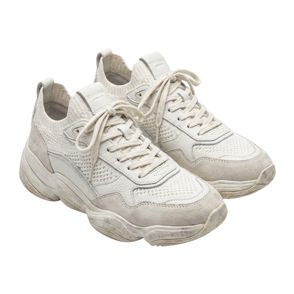 A pair of white sneakers PNG transparent background.