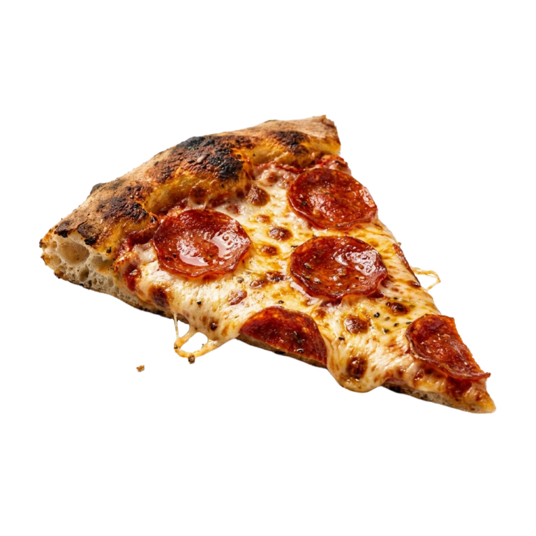 A slice of pepperoni pizza PNG transparent background.