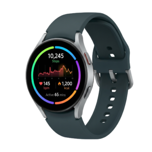 A smart watch with a heart rate monitor on the screen.