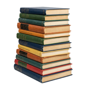 A stack of books sitting on top of each other.