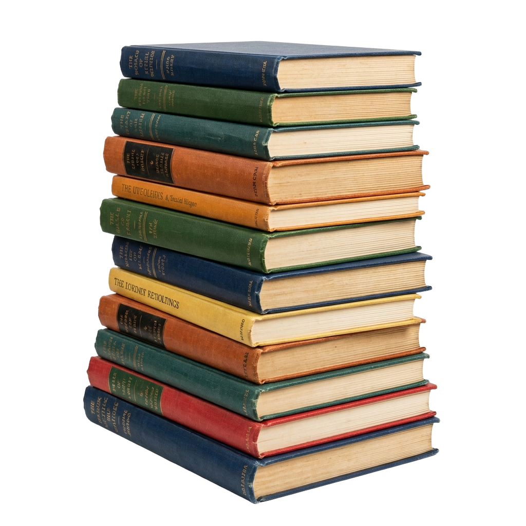 A stack of books sitting on top of each other.