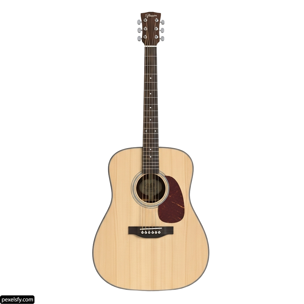 Acoustic guitar on a white background png transparent background