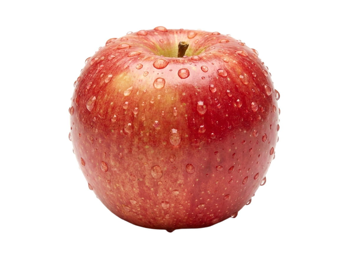 an apple with water droplets on it