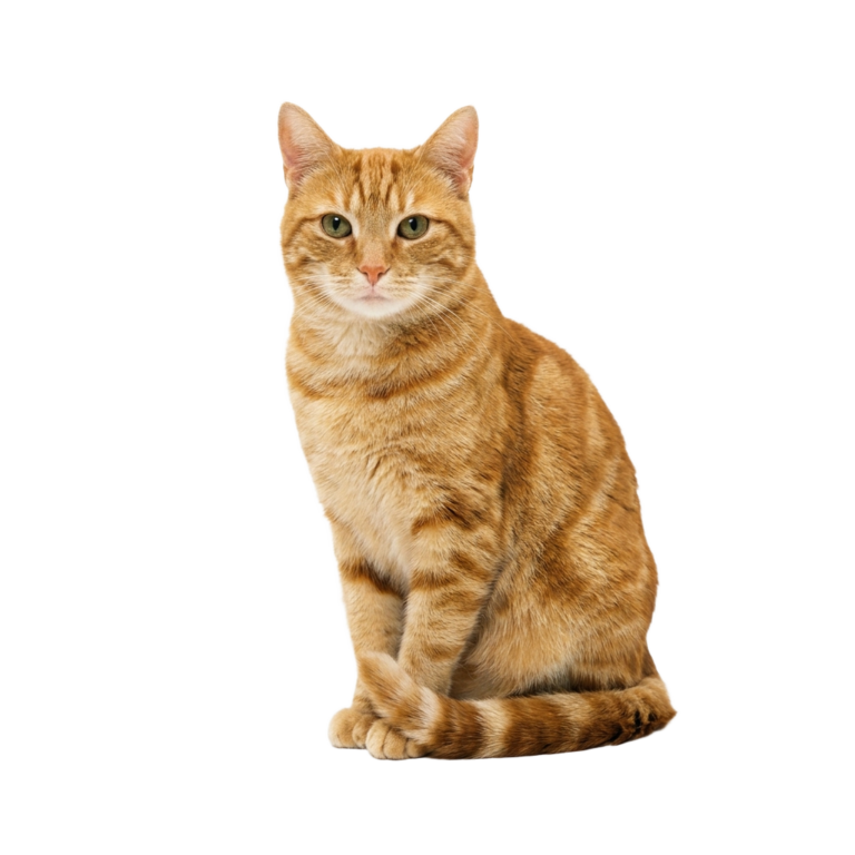 An orange tabby cat sitting PNG transparent background.