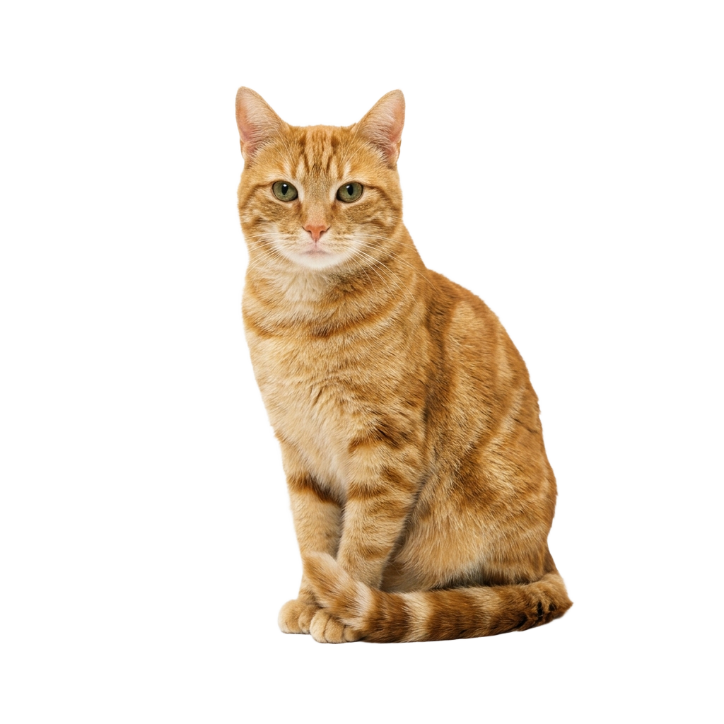 An orange tabby cat sitting PNG transparent background.