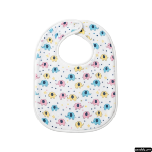Baby bib with colorful elephants and stars on it png transparent background