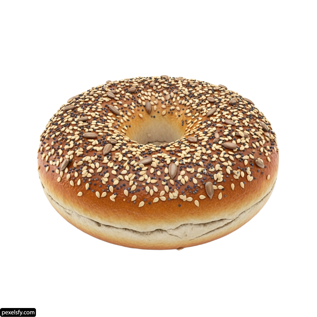 Bagel with sesame seeds on a white background png transparent background