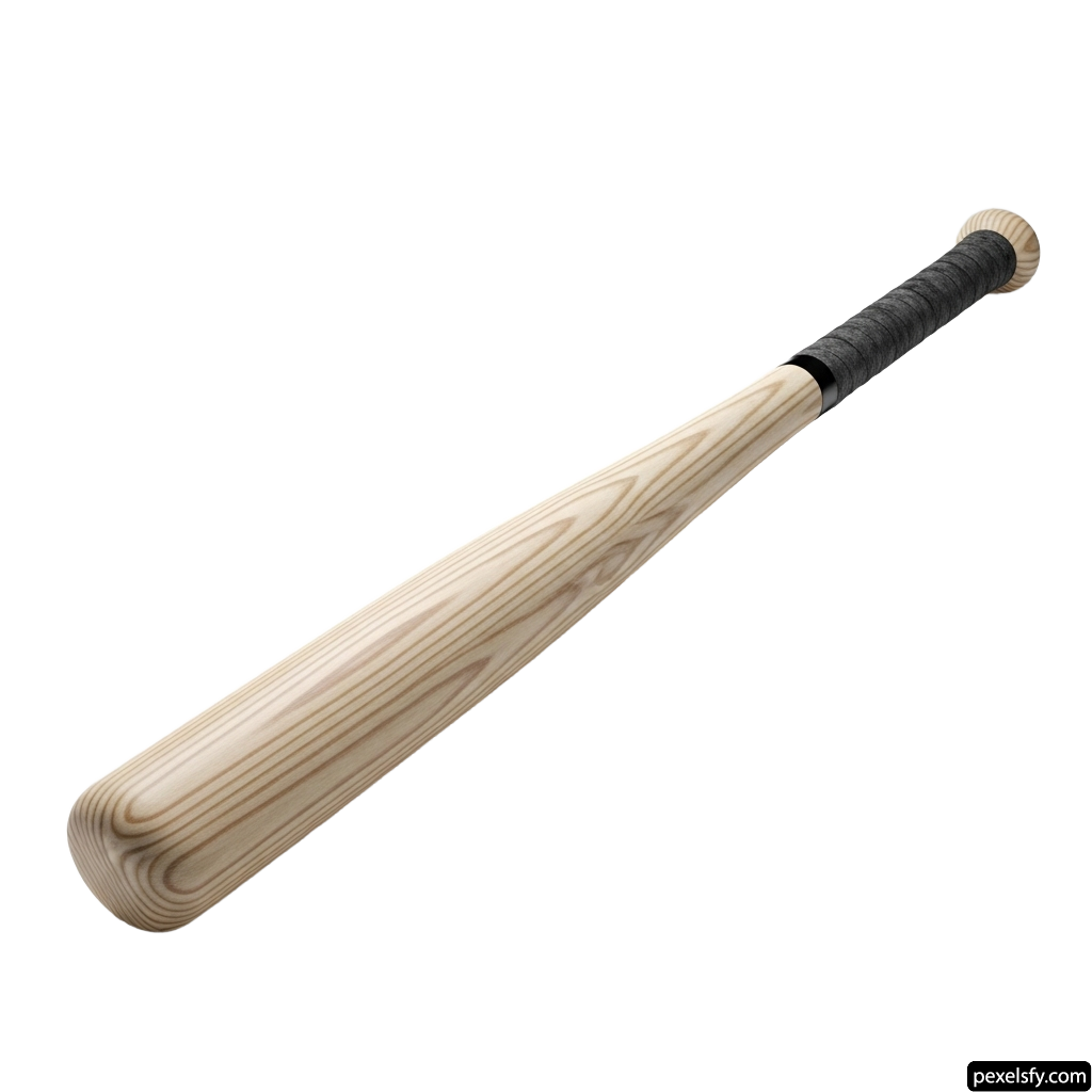 Baseball bat with a black handle on a white background png transparent background