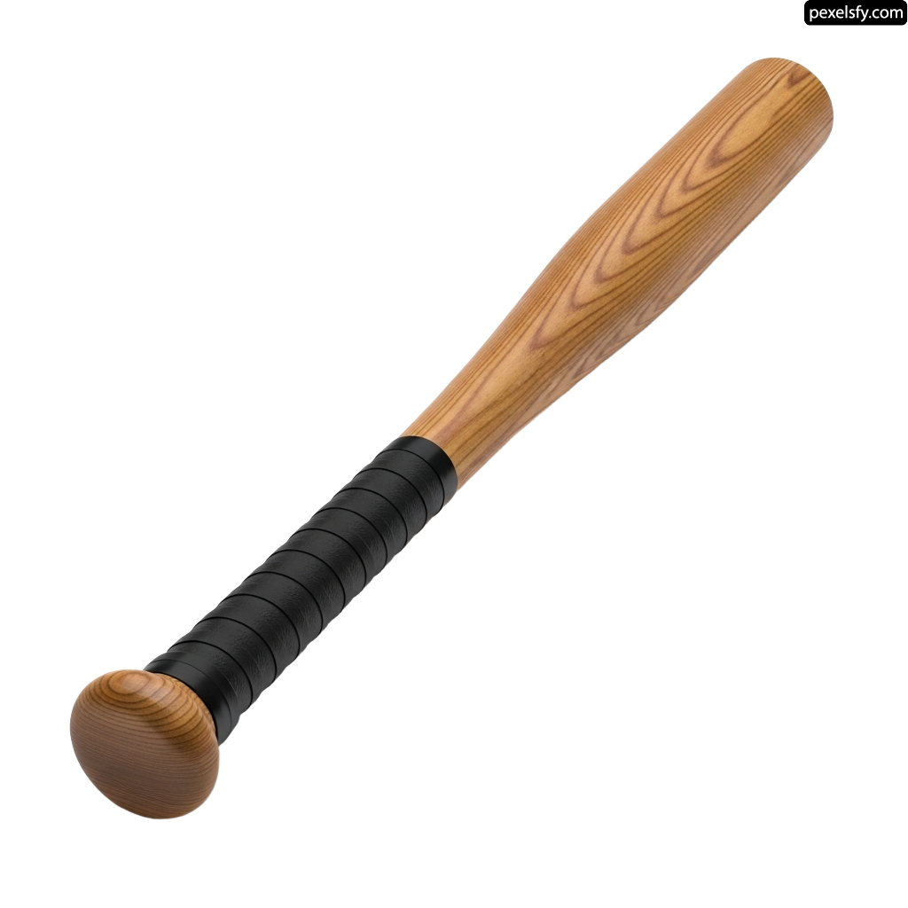 Baseball bat with a wooden handle on a white background png transparent background
