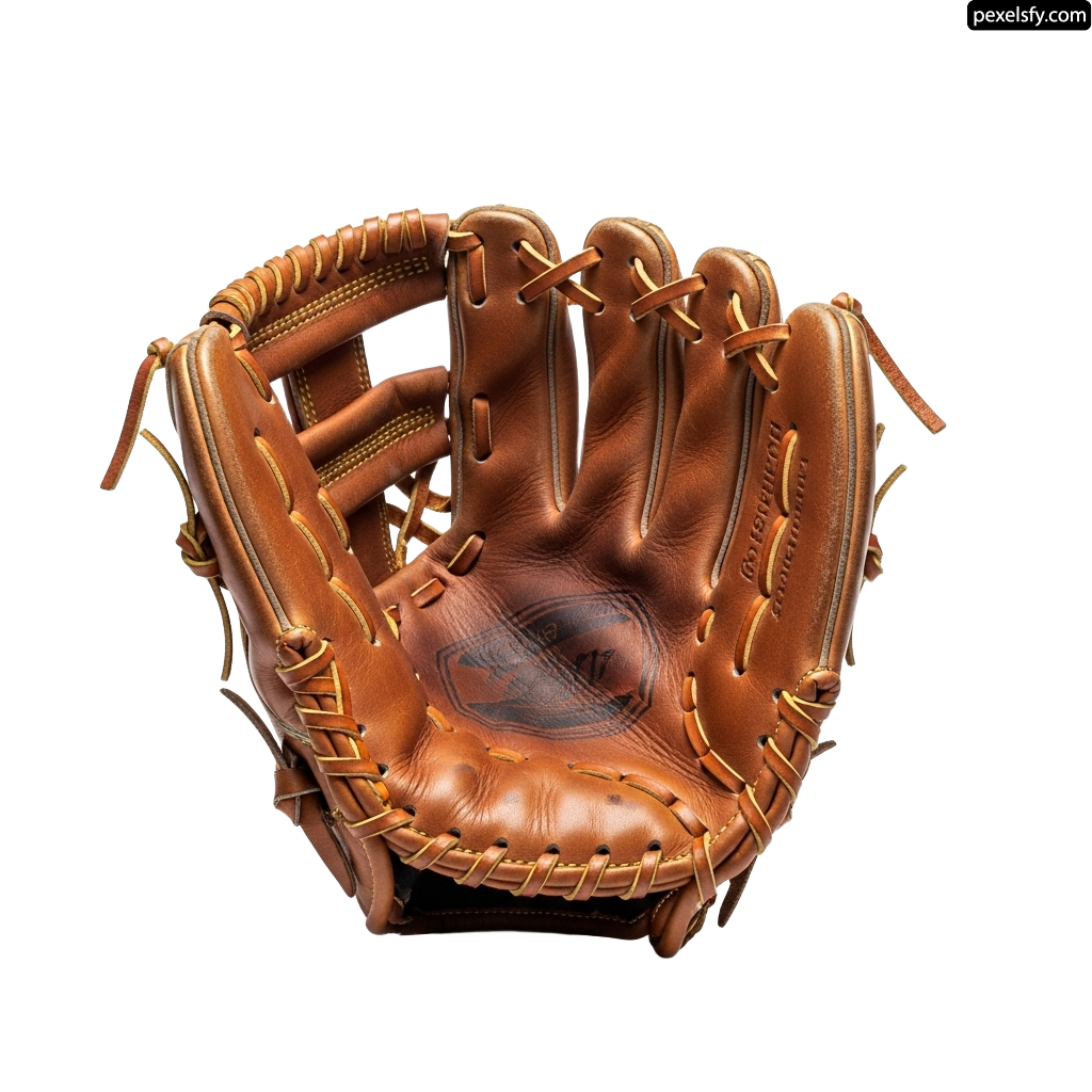 Baseball glove is shown on a white background png transparent background