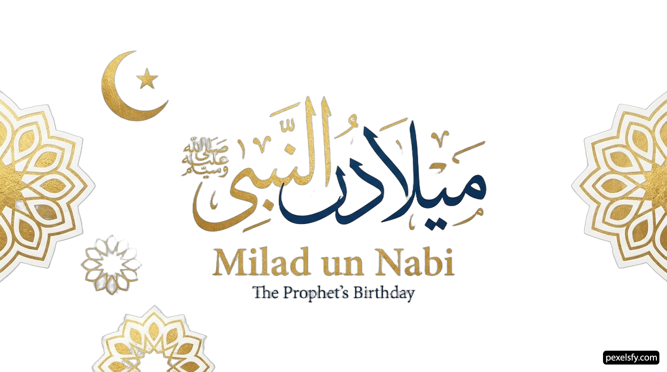 Birthday card with arabic calligraphy and a crescent moon png transparent background