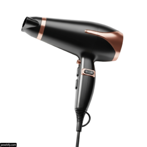 Black and rose gold hair dryer on a white background png transparent background