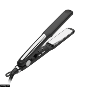 Black and silver hair straightener on a white background png transparent background