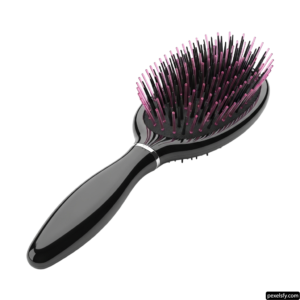 Black brush with pink bristles on a white background png transparent background