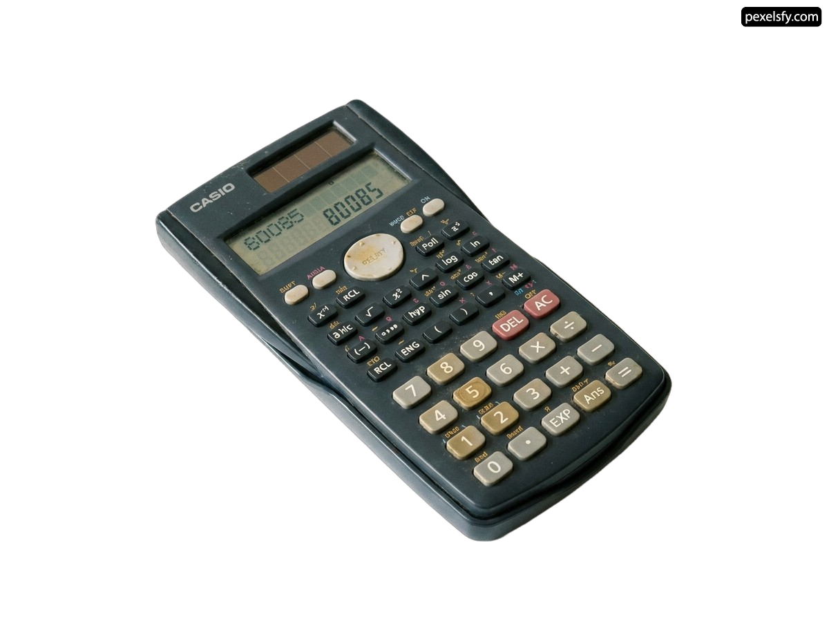 Black calculator on a white background png transparent background