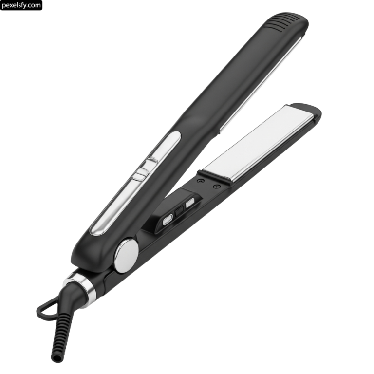 Black flat iron on a white background png transparent background