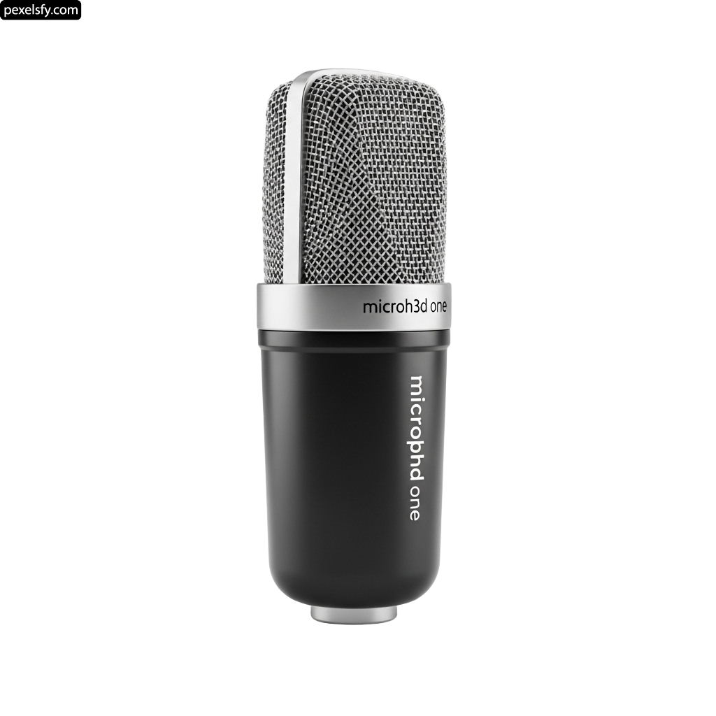 Black microphone on a white background png transparent background