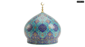 Blue and gold dome with a crescent on top png transparent background