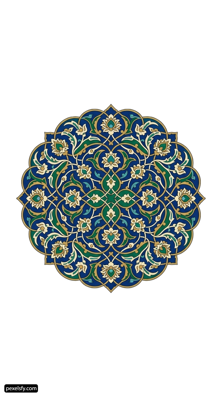 Blue and green floral design on a white background png transparent background