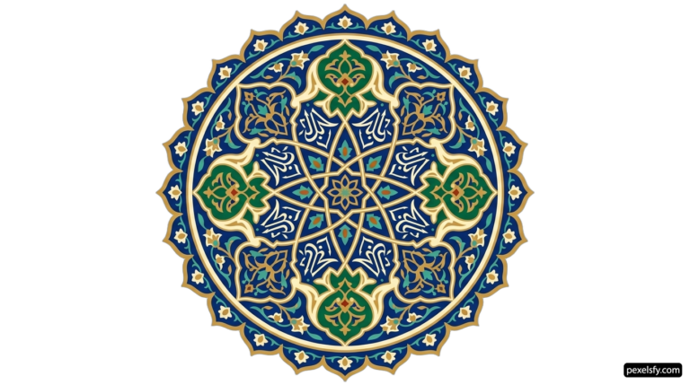 Blue and green islamic pattern on a white background png transparent background
