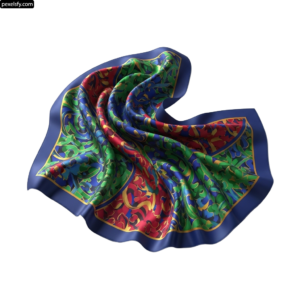 Blue and red scarf with a floral design on it png transparent background