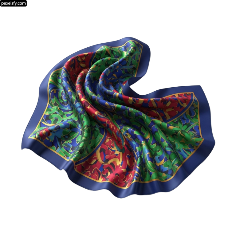 Blue and red scarf with a floral design on it png transparent background