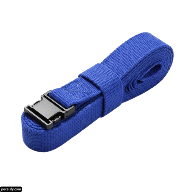 Blue belt with a metal buckle on a white background png transparent background