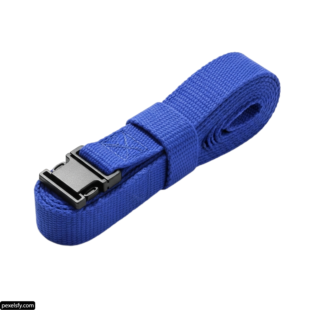 Blue belt with a metal buckle on a white background png transparent background