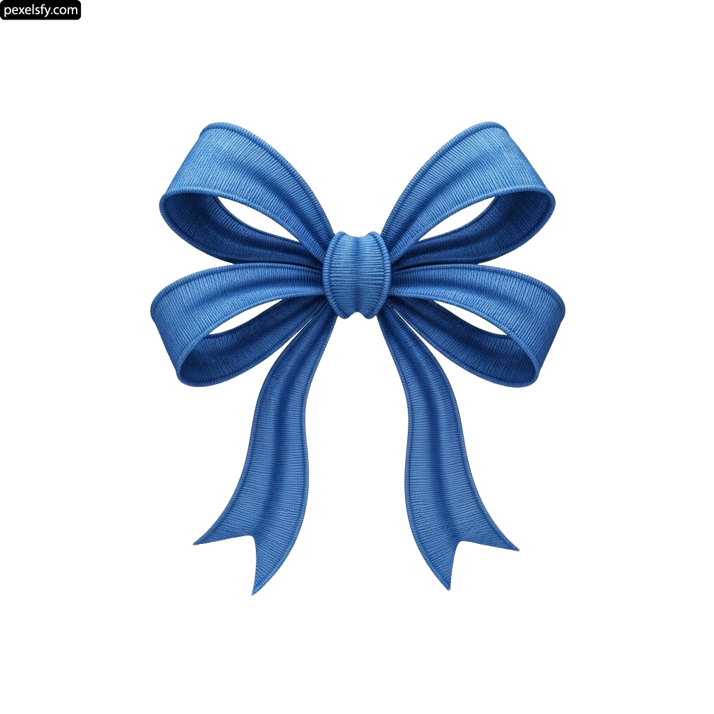 Blue bow on a white background png transparent background