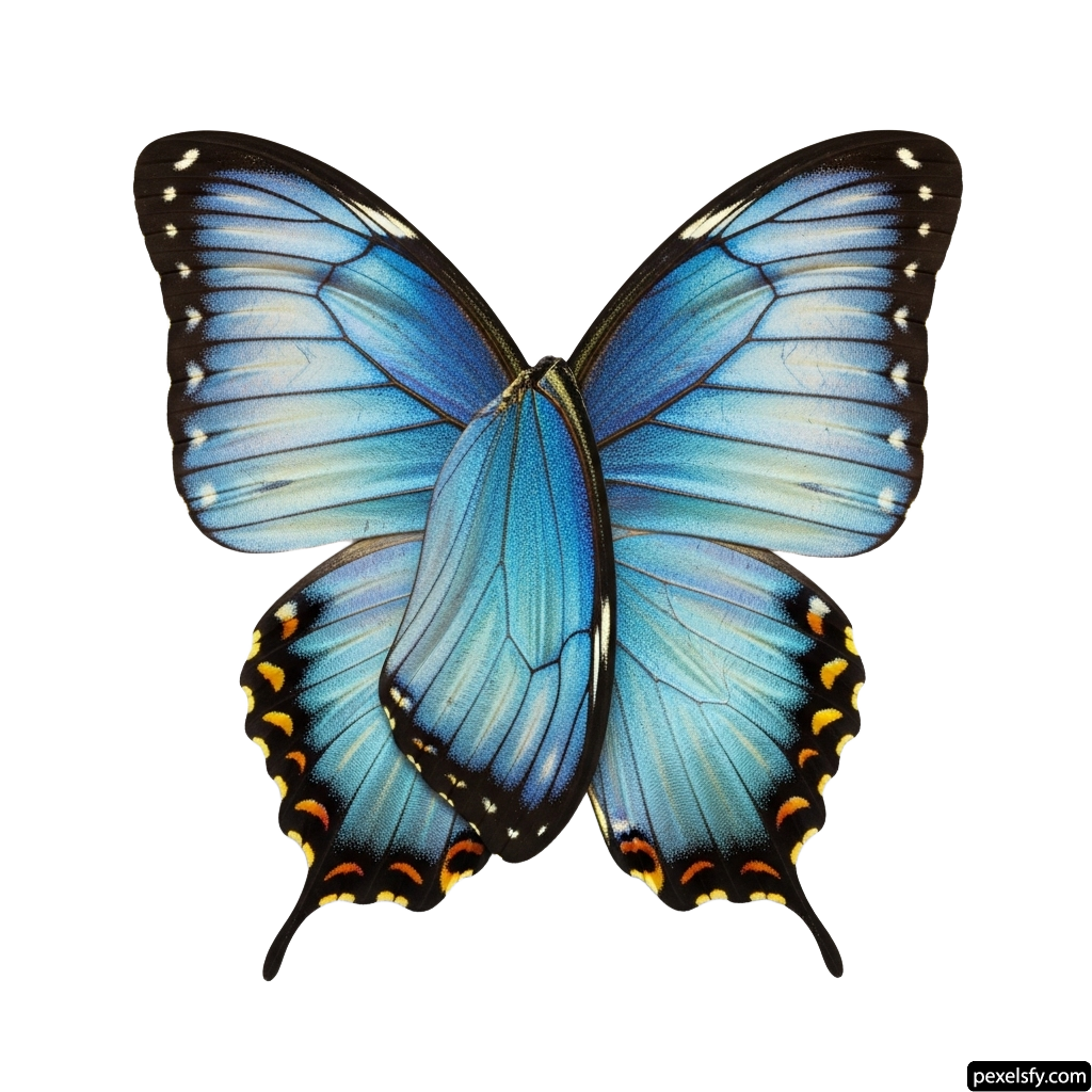 Blue butterfly on a white background png transparent background