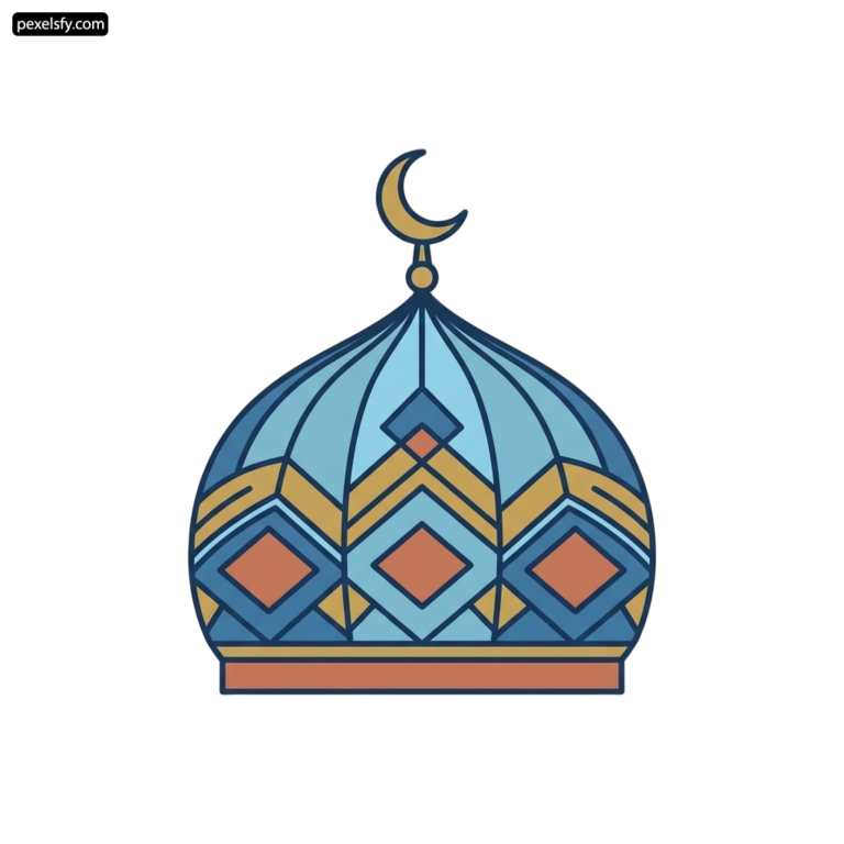 Blue dome with a crescent on top of it png transparent background