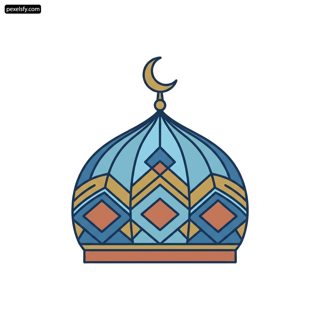 Blue dome with a crescent on top of it png transparent background