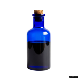 Blue glass bottle with a cork stopper png transparent background