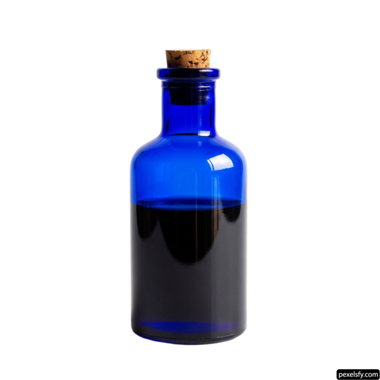Blue glass bottle with a cork stopper png transparent background