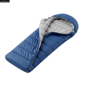 Blue sleeping bag on a white background png transparent background